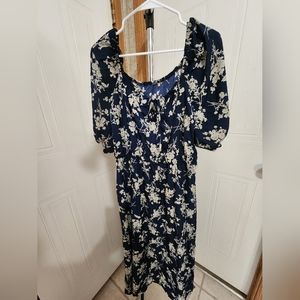 Plus size navy blue floral dress